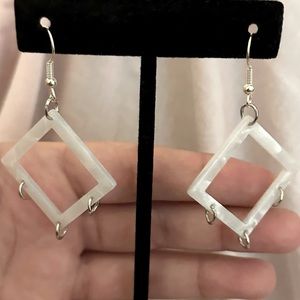 White Square Earrings